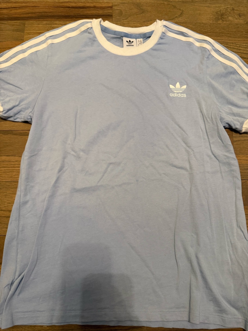 adidas Light Blue Tee with White Stripes